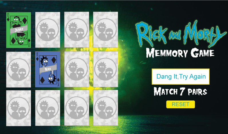 memory game of rick and morty first screen2