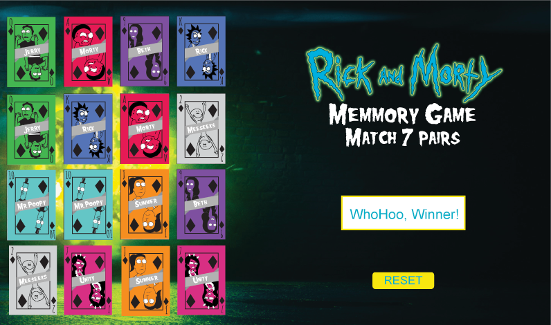 memory game of rick and morty first screen3